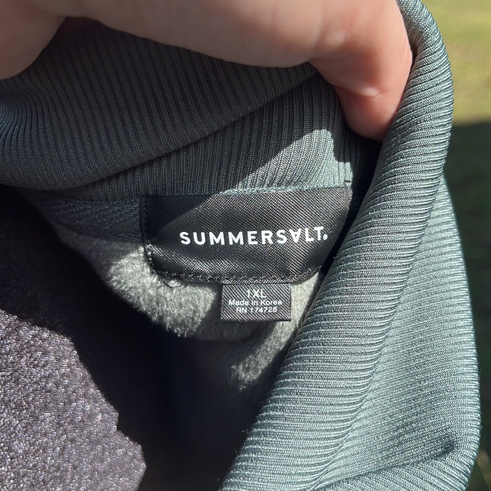 Summersalt Drapey collar Hunter green velour feel 1/2 zip pullover. Size 1XL - Picture 5 of 6